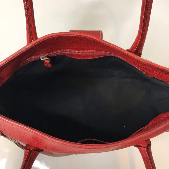 Tods Red Leather Buckle Satchel Shoulder Bag - Picture 6 of 8